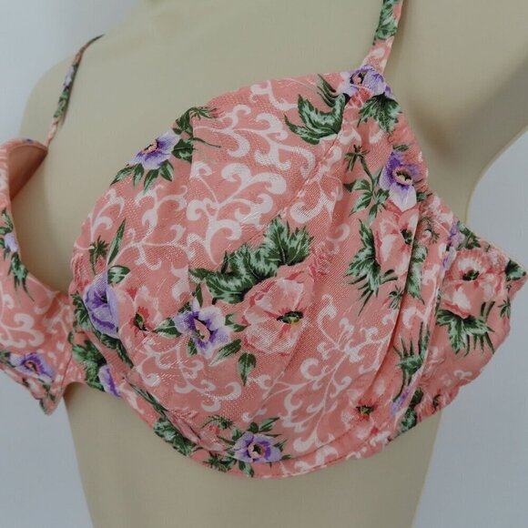 Victorias Secret Gold Label 36C 695 Pink Purple Flower Floral Underwire Bra VTG - Picture 4 of 14